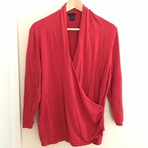 Ann Taylor Faux Wrap Crossover Sweater 3/4 Sleeve